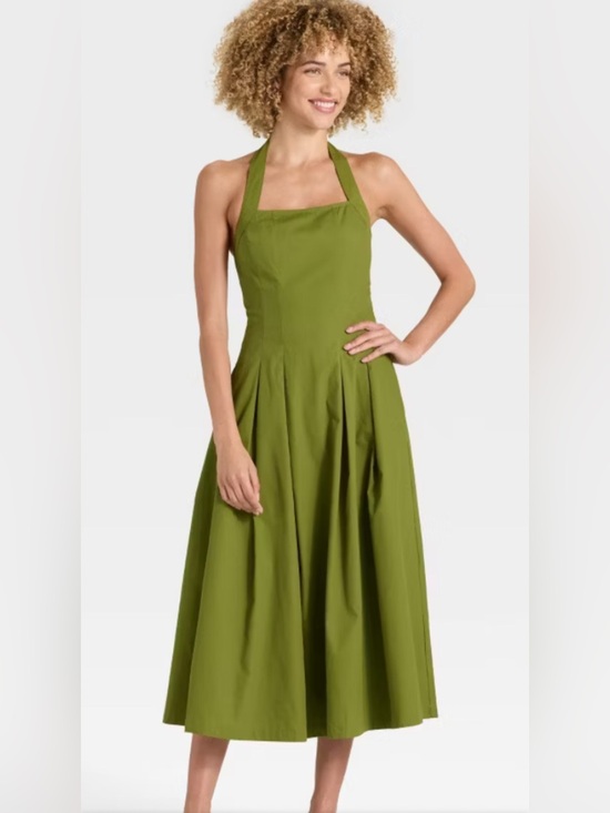 a new day Dresses & Skirts - a new day Olive Green Halter Midi Dress